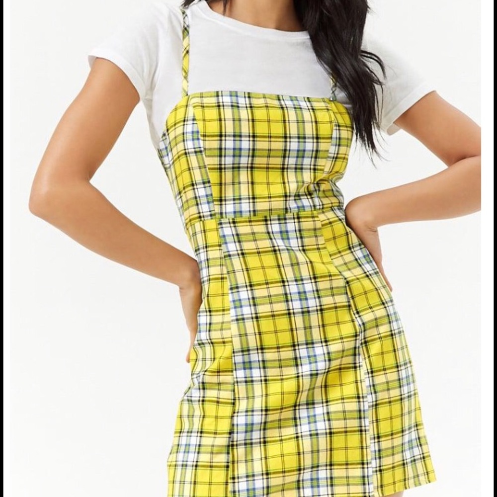 Forever 21 yellow, plaid mini dress